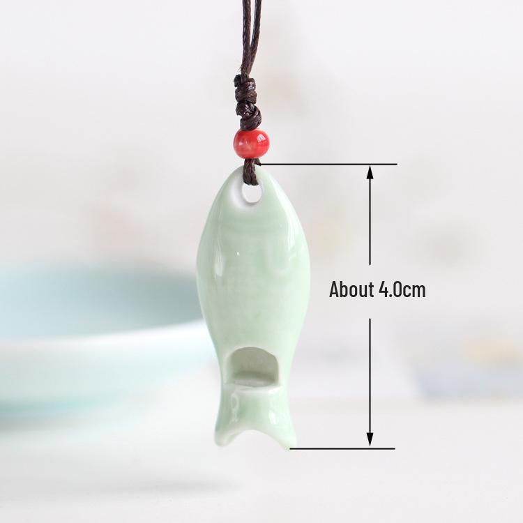 Handmade Ceramic Fish-shaped Whistle Necklace Pendant - Fresh Style Ornament for Couples & Friends, 581