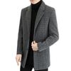 Men Woolen Coat Lapel Long Sleeve Single Breasted Jacket Coat with Pockets Solid Color Loose Fit Casual Outerwear Cold Weather Wear