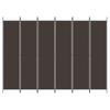 6 Piece Folding Screen In Brown 300 X 220 Cm Fabric