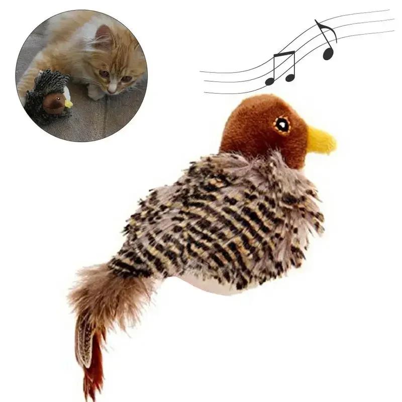 Cat interactive toy electric simulated chirping bird plush cat toy pet feather tease cat toy bird toy