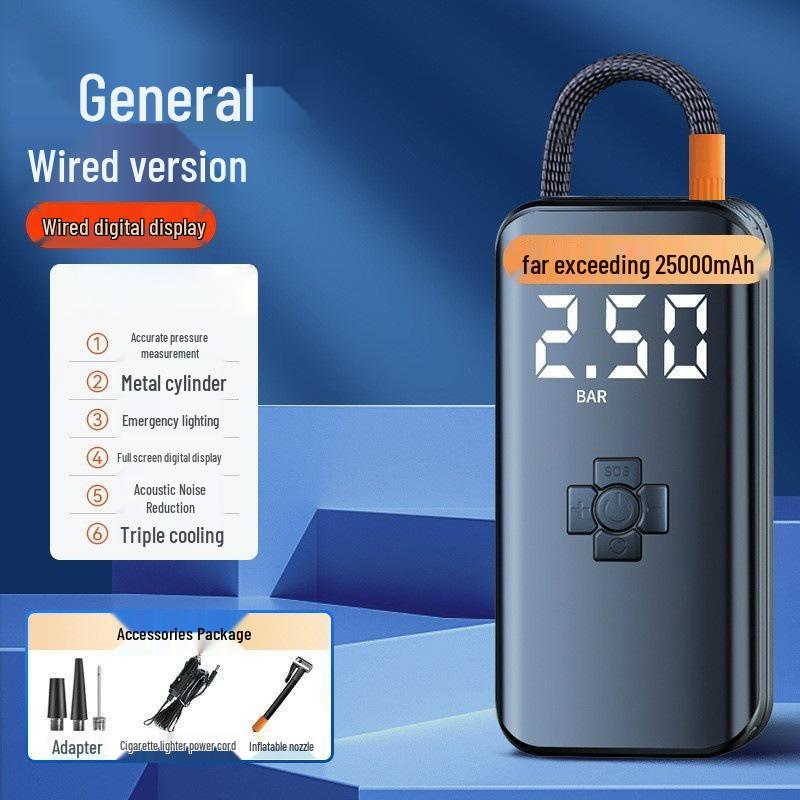 Portable Wireless Multi-Function Car Air Pump with Smart Lighting & Charging