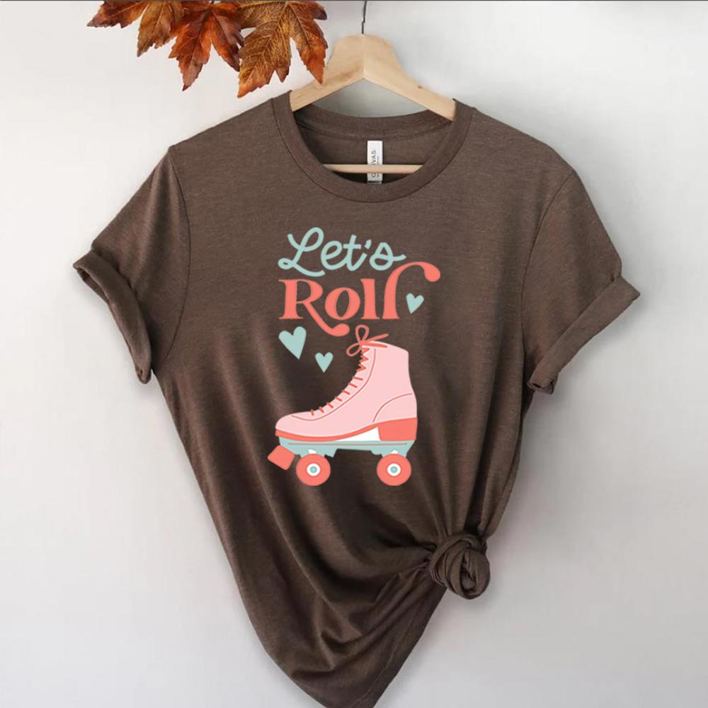 Lets Roll Shirt Fun Roller Skate Shirts Retro Summer Kid Tshirt 80s Kid Tee 90s Kid Tees Women Summer Retro Short Sleeve Tops
