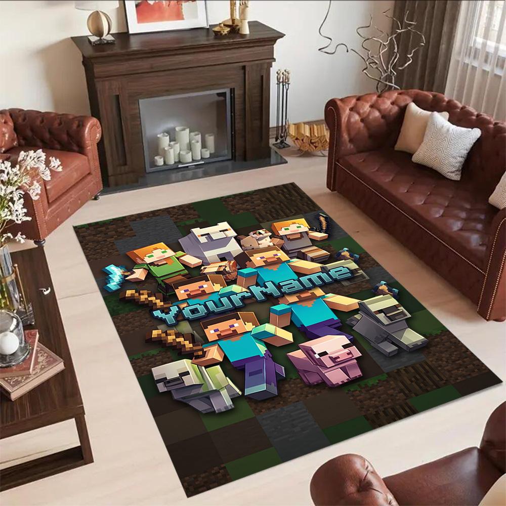 Minecraft 57 Customize Text Floor Rug Office Rug Suitable for Outdoor Balcony Dining Room Bedrooms Antislip Carpet Anime Office Decor