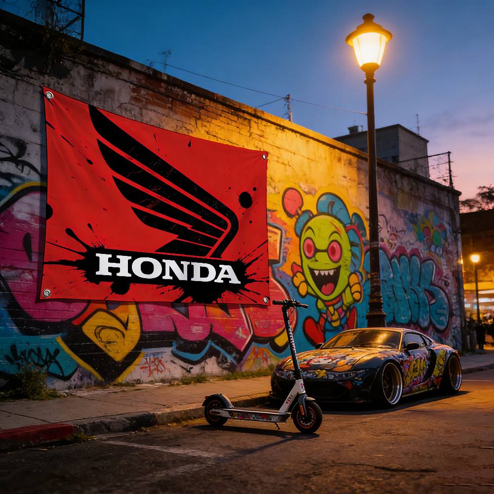 Motorcycle For HONDA Premium Flag 120g Polyester Eco Friendly Print Waterproof Wear Resistant Home Party Decor Banner BO8
