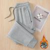 2024 Autumn/Winter Women's Fleece-Lined Cuffed Cotton Harem Sports Pants with Zipper Pockets