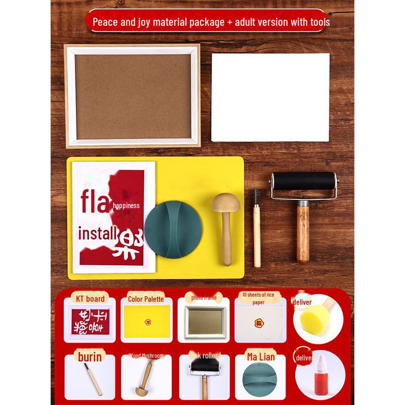 New Year Picture DIY Woodblock Printing Set: Non-Legacy Handmade Template Kit for New Year's Day Activities.
