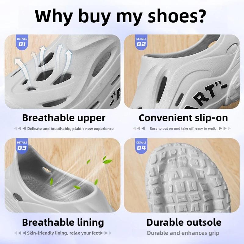 Men's Summer Sandals EVA Lightweight Perforated Shoe Breathable Men's Non Smelly Shoes with Thick Soles and Toe Caps Beach Shoes