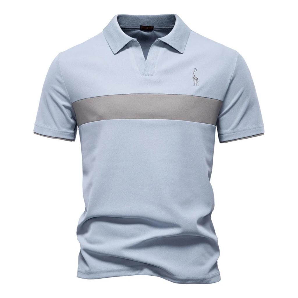 TrendHub Herren V-Ausschnitt Gestreiftes Poloshirt Atmungsaktives Slim Fit Poloshirts für Herren Leichtes Lässiges Sportliches Polo