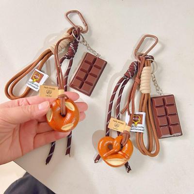 Alkali Water Bread Bagel Bag Pendant Cute Chocolate Woven Rope Pendant Bags Accessories
