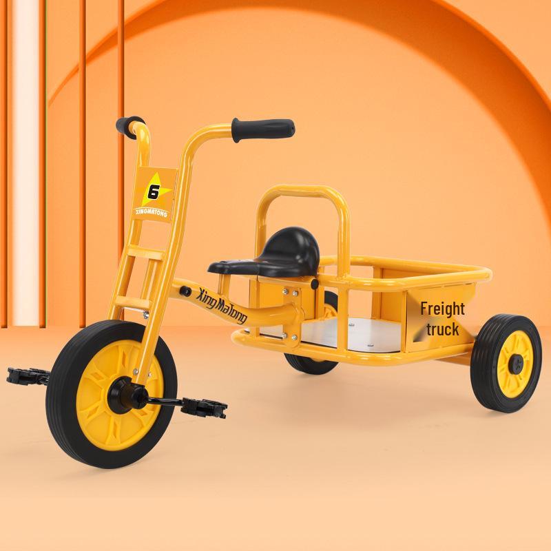 Kid's Early Learning Tricycle with Basket - Double Pedal Outdoor Ride-On Toy