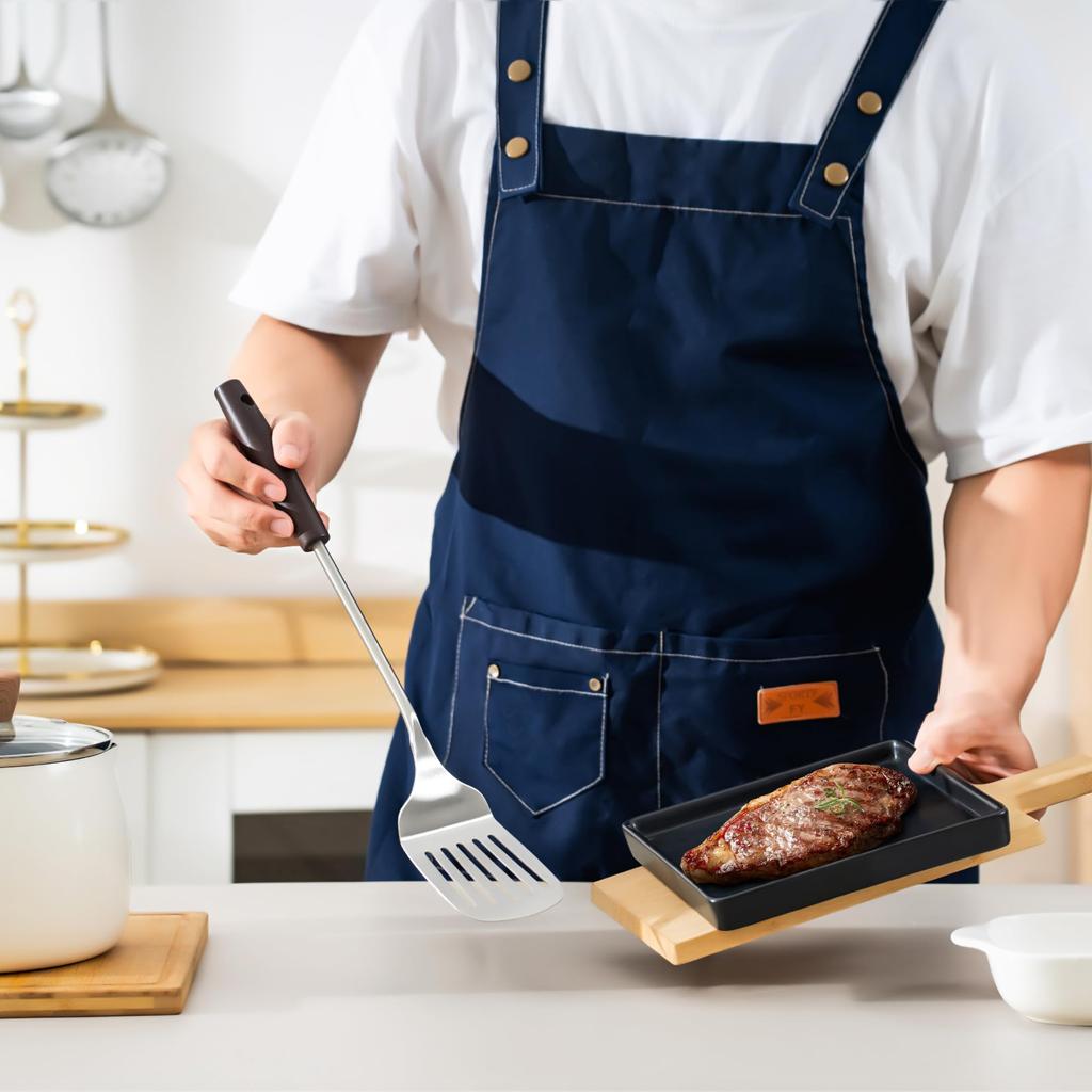 FJNATINH 4-Piece Stainless Steel Wok Utensil Set with Spatula, Ladle, Skimmer Spoon, and Slotted Spatula for Carbon Steel