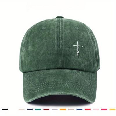 Men' Women' Breathable Washed Baseball Cap with Cross Printting Adjustable Outdoor Dad Hat for Casual Climates Soft Driver Caps