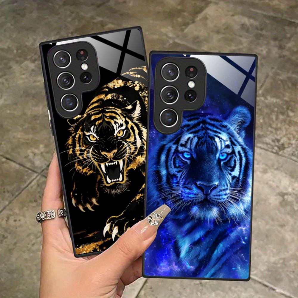 Tiger Neon Mobile Handyhülle für Samsung Galaxy S26 S25 S24 S23 S22 S21 S20 Note20 Plus FE Ultra Glas Bunte Abdeckung Hülle
