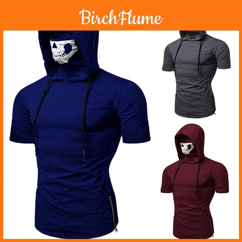Men Skull Hooded Hoodies T-shirt Tank Tops Vest With Soft Material And Cosplay Style