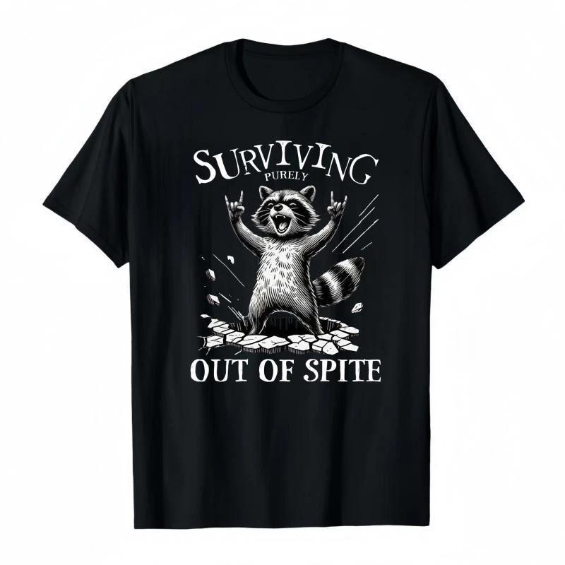 Funny Surviving Pretty Much Out of Spite Graphic T-Shirt Dark Red Casual Tee XXXL