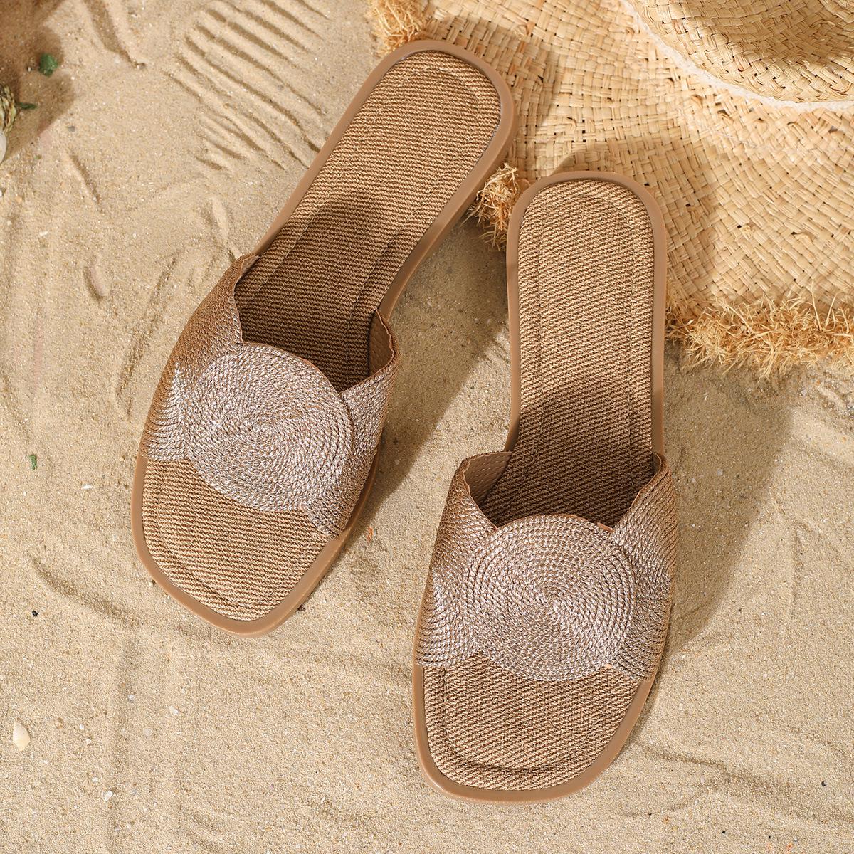 Women s Retro French Bohemian Braided Flat Slide Sandals - Spring/Summer 2026 Collection 42 шампанского
