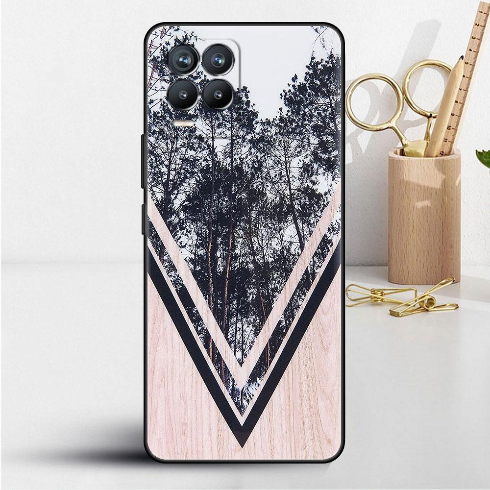 Wald Geometrie Holz Natur Hülle Für Realme 8 C21y GT Neo 2 3 8i C21 7 C11 6 C12 C35 C3 GT 9 Pro C12 Silikon TPU Handyhülle