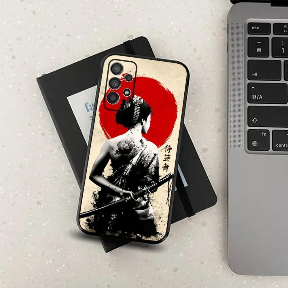 Samurai Warrior Geisha Phone Case For Samsung S21,S22,S23,S30,Ultra,S20,Plus,Fe,Lite,Note,10,9,5G Black Soft Cover