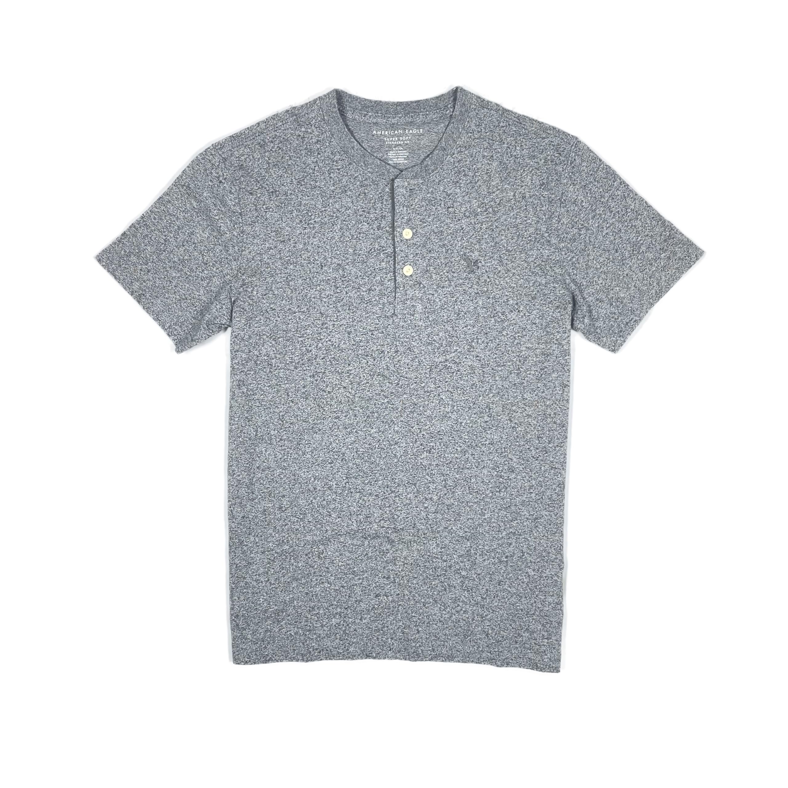 

AE Henley Icon Heather [American Eagle] Мужская футболка с коротким рукавом (XXL, Серый) [Использовал]