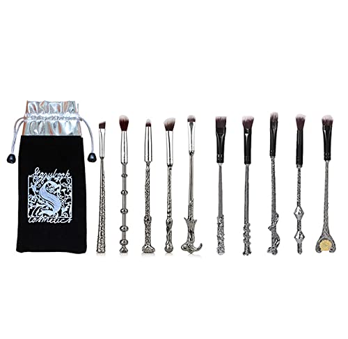 

YOVEKAT 10-Piece Makeup Cosmetic Brush Kit Set for Women: Eyebrow, Eyeshadow, Foundation, Powder, Detail, Nose Brush