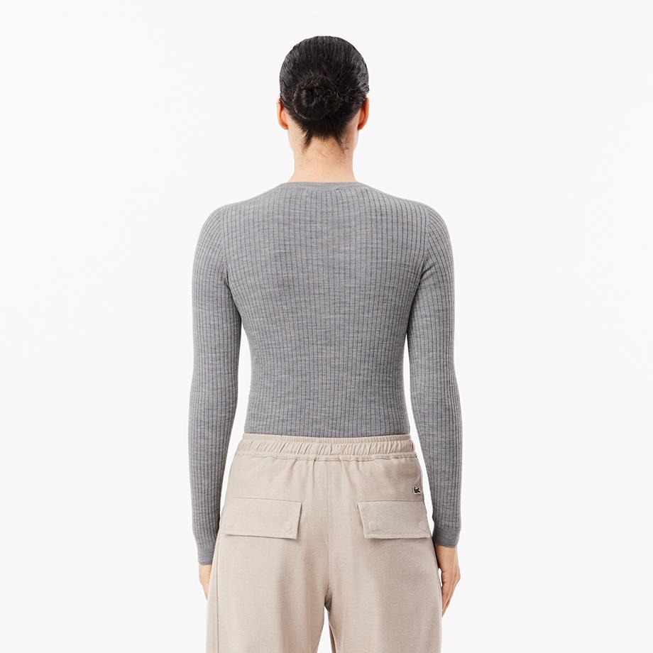 Lacoste Women's Slim Fit Ribbed Crew Neck Cardigan AF2560-54NCCA