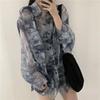 Shirts Women Fashion Tie Dye Gothic Top Loose Casual Clothes Sun-proof Embroidery All-match Summer Holiday