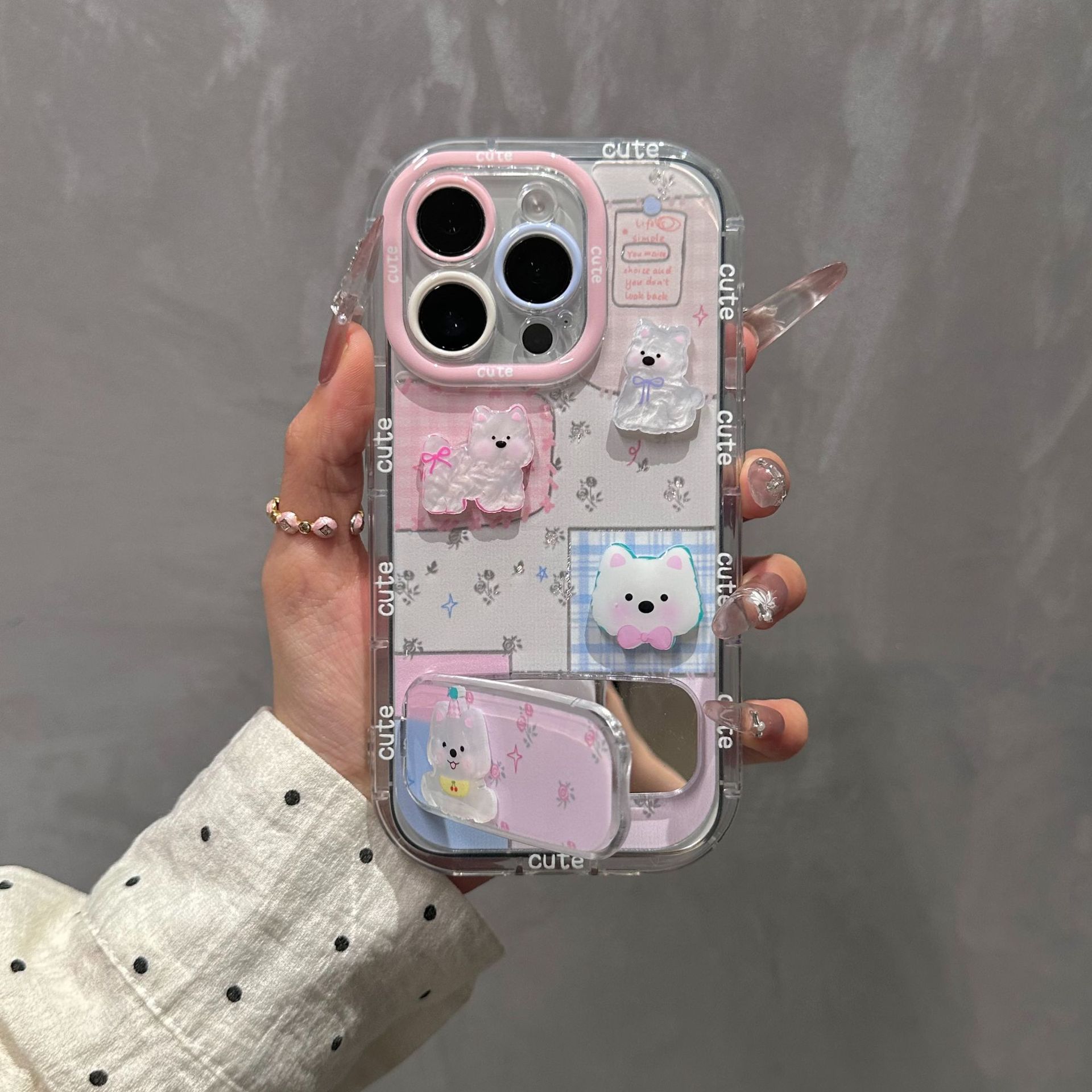 

Цветочный щенок для Apple16 Перьевой кремовый чехол для телефона для iPhone15promax Мультяшный 14/13 Индивидуальность For Apple X