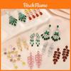Floral Green Crystal Drop Earrings For Wedding And Party Wear