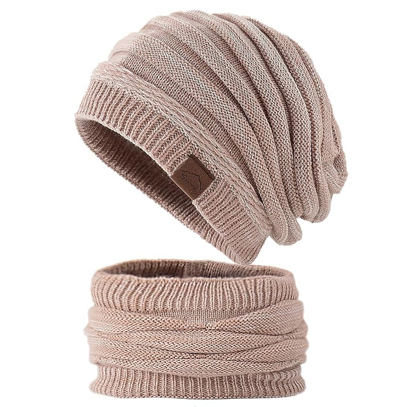 

[Andeor] neck warmer knit hat men s winter Cold protection [360 degree heat retention/fluffy brushed lining] knit hat beanie balaclava cold weather