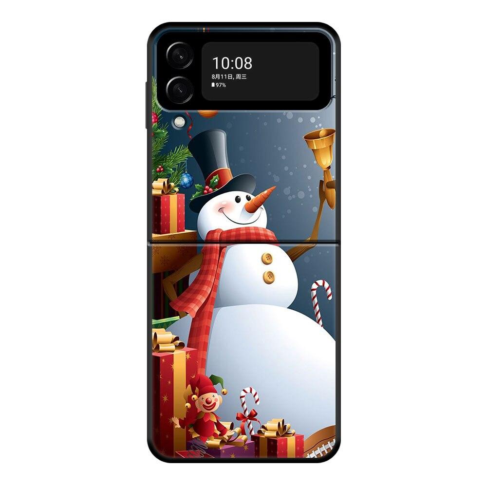Süße Weihnachts-Schneemann-Telefonhülle für Samsung Galaxy Z Flip Z Flip3 5G Z Flip4 Harte PC-Mattschale