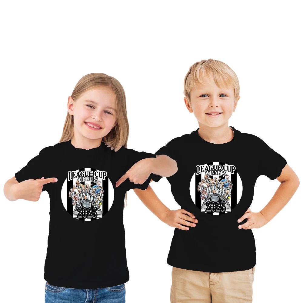 Newcastle League Cup Winners 2025 Kids Black T-Shirt Design 1 Tee 3-13 Years 2XL