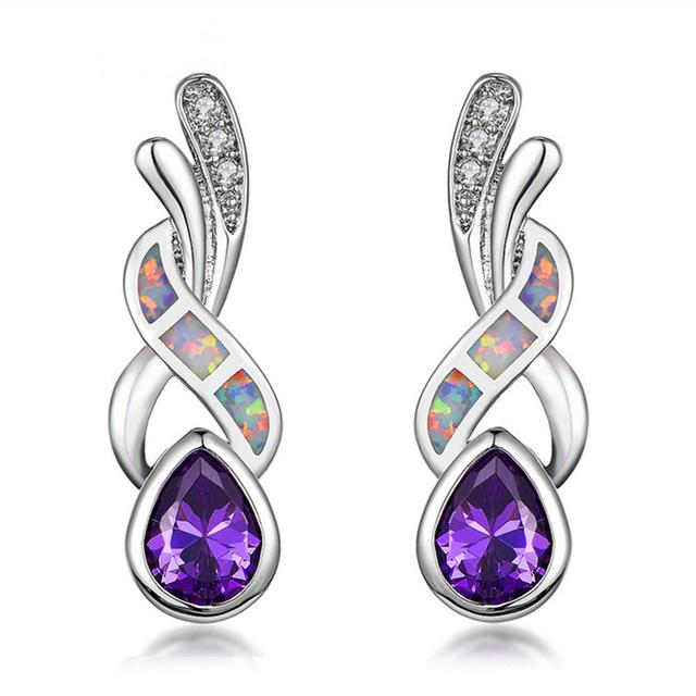 

Boho Voguish Stylish Infinity Cross Drop Earrings Modish Stylish Imitation Blue Fire Opal Dangle Earrings Nuptial Women Bridal Band JewelryFashion