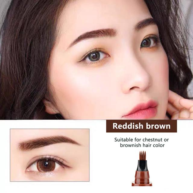 Waterproof 4 Point Liquid Eyebrow Pencil with 3D Long Lasting Eye Brow Brush - Natural Microblade Makeup Tools