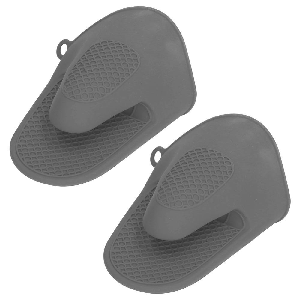 2 PCS Grey Oven Gloves Silicone Cooking Pinch Mitts Heat Resistant Silicone Oven Mitts  Kitchen