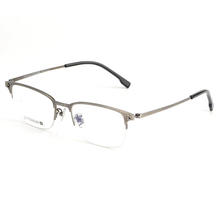 Ultra-Light Unisex Retro Half-Rim Pure Titanium Myopia Glasses Frame