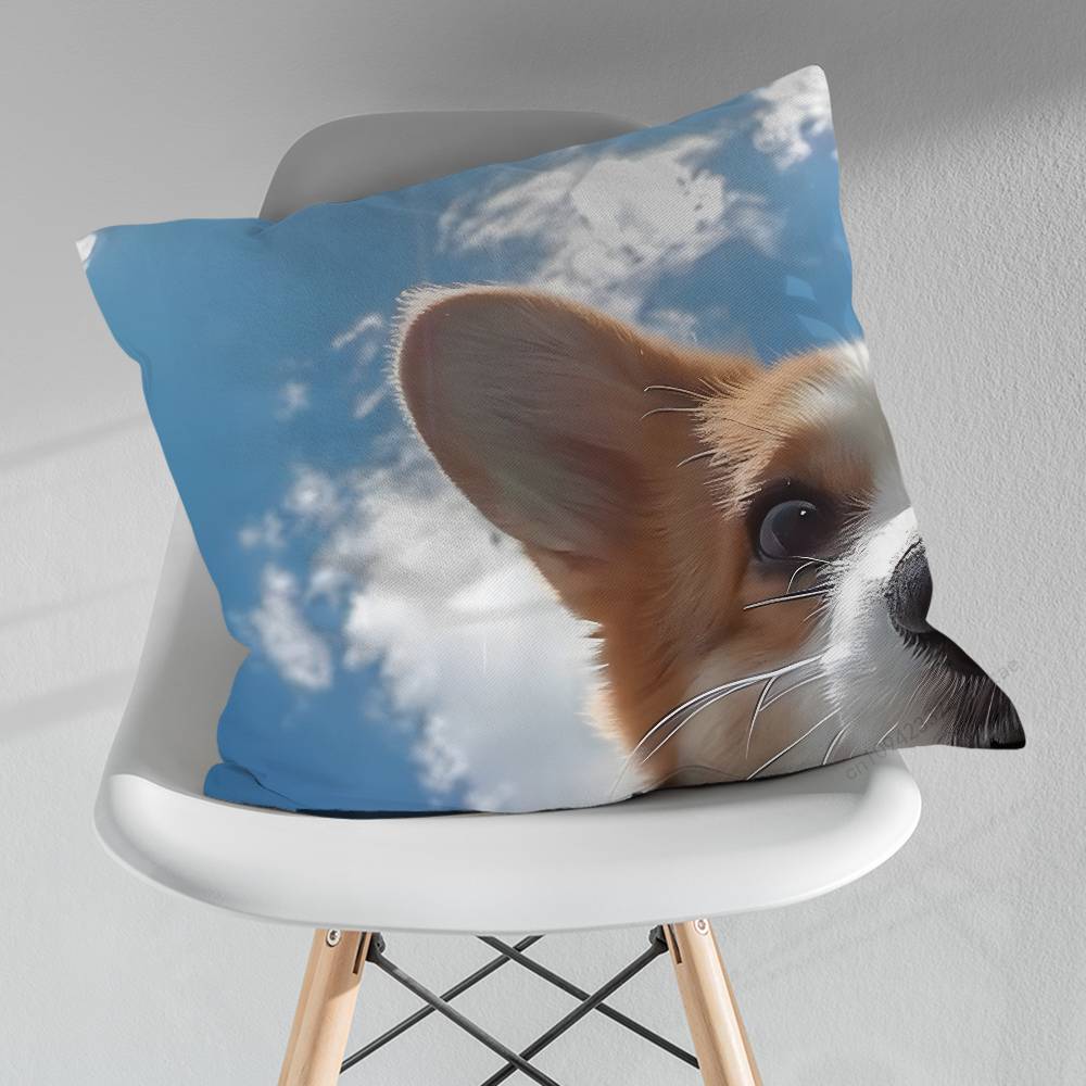 Cute Corgi Puppy pillow over living room sofa cushion cover home decoration bedroom room bed pillow cover