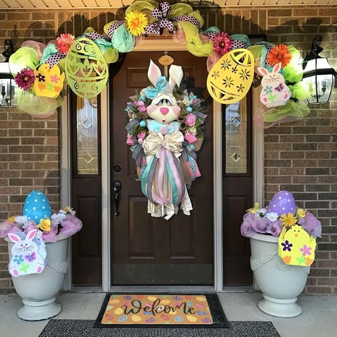 Christmas Carpet Mat Rug Hand-painted Pine Tree with Welcome Text Black Plaid Border Non-slip Floor Mat for Home Decoration