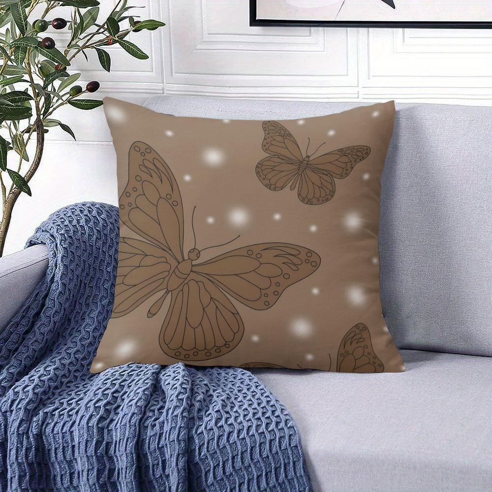 Brown Butterfly Glow square Jacquard Pillow Cover for Sofa Office Waist Cushion Cover Home Decorative Pillowcase