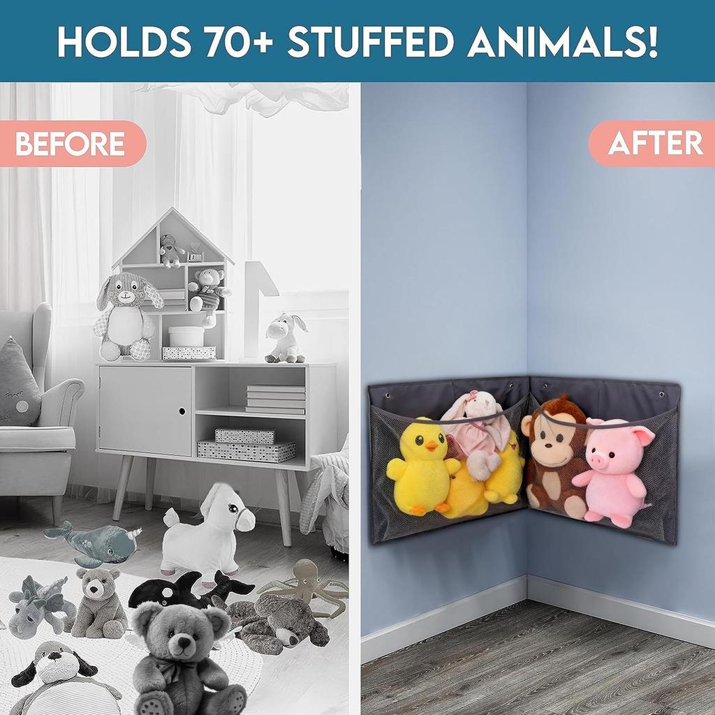 Net For Stuffed Animals Corner Wall Net Storage Bag For Stuffed Animal Doll Organizer Bag Room Decor For Boys Girls Toddler