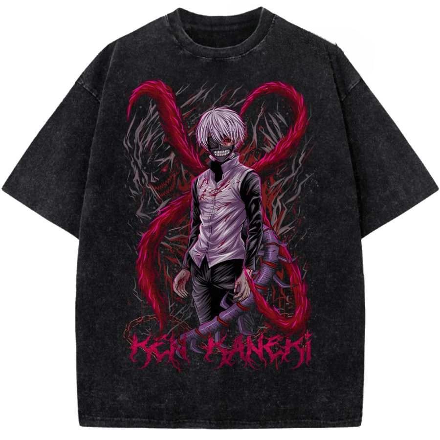 

Suzuya Juuzou Tokyo Ghoul Clothing Men Short Sleeve Manga T-shirts Vintage Washed T Shirt Casual Cotton Tee Harajuku Male Tshirt XXL