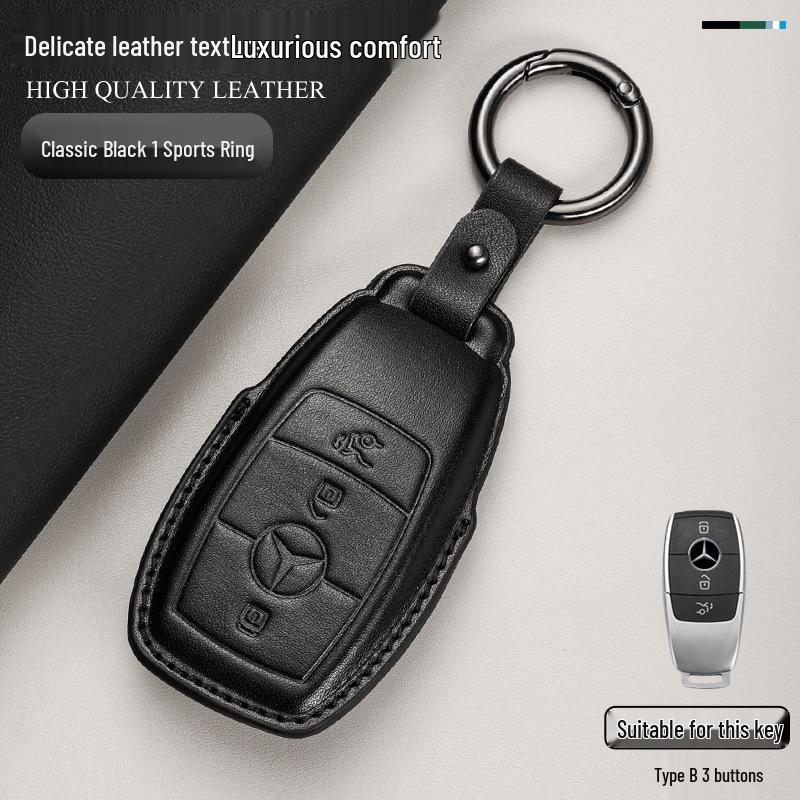 Genuine Leather Key Cover for Mercedes C260L, GLA, GLC300L, GLE, E300L, A200L, and GLB