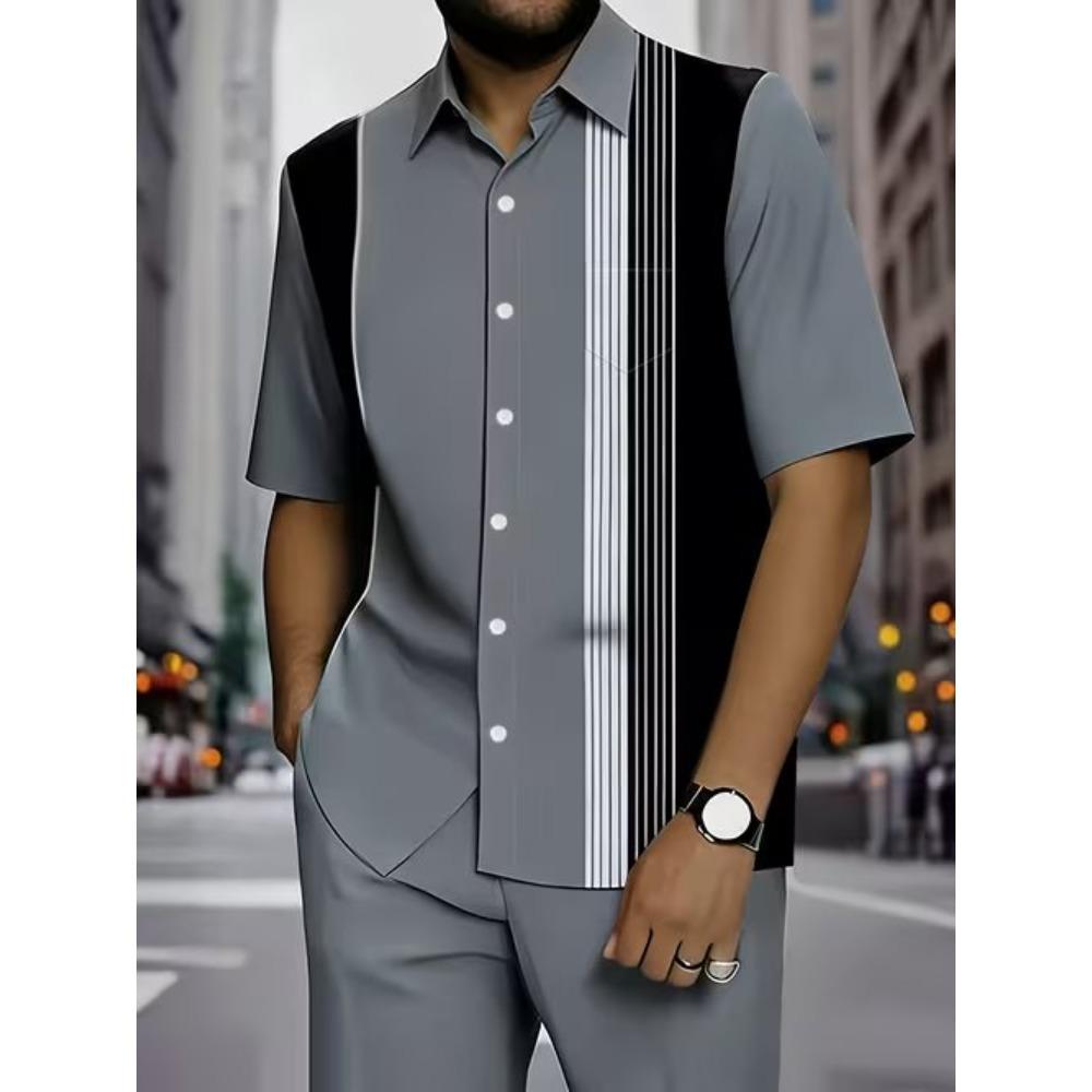 

Men s Retro Geometric Pattern 3D Print Shirt Button Up Shirt Casual Shirt Summer Shirt Short Sleeve Daily Vacation Clothing 8XL сірий