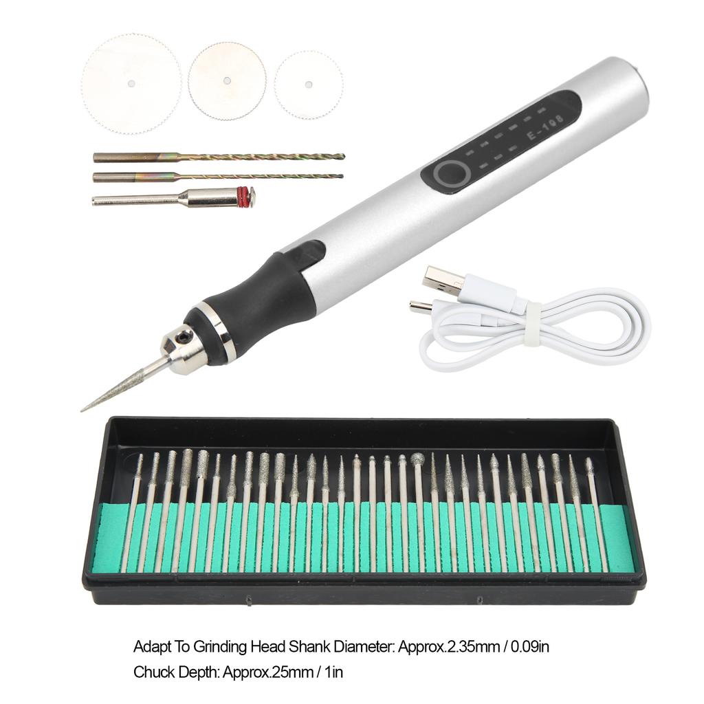 Gravierstift Tragbar Kabelloses Laden 3 Geschwindigkeiten Bohren Schneiden Schleifen Beschriftung Metall Ätzstift Werkzeug