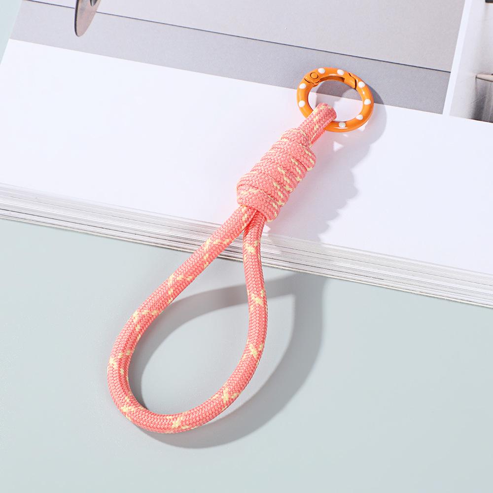 Colorblock Woven Phone Lanyard with Detachable Keychain and Anti-Lost Rope