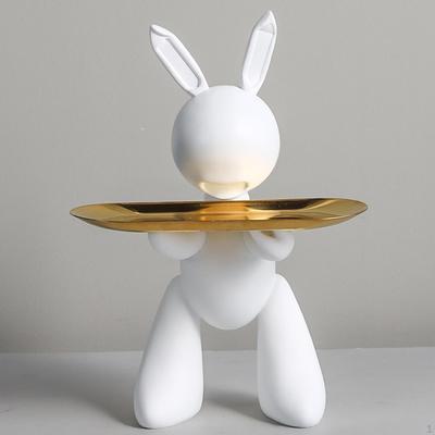 Statue Storage Earrings Holder Container Phones Organizer Resin Rabbit Sculpture for Kitchen Porch