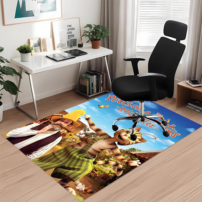 Pettson and Findus Printed Carpetrugfor Office Chair Living Room Bedroom Kitchen Room Decor Gifts