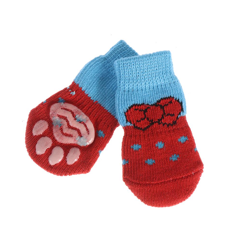 4Pcs/set Paw Protectors Candy Color Pet Supplies Knitted Socks Anti-Slip Dog Shoes Puppy Boots