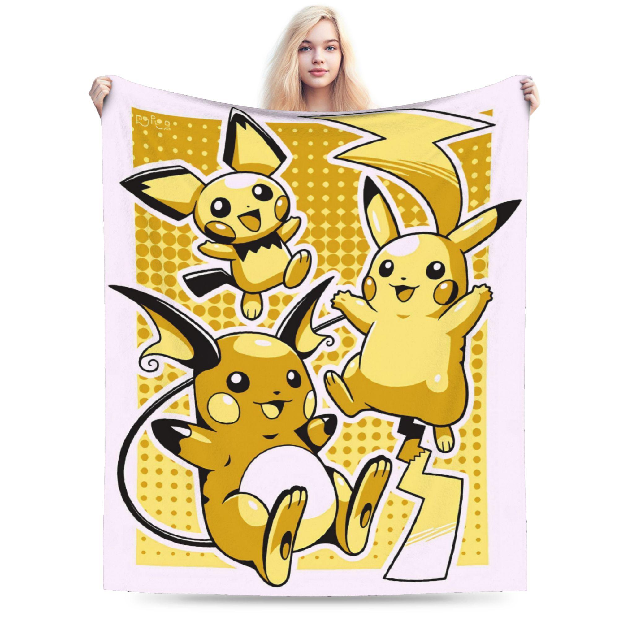 

Soft Warm BlanketBoy Girl Camping Pokemon Pikachu Throw Blanket Flannel Bedspread For Living Room Novelty Sofa Bed Cover 75x100cm (30x40inch)