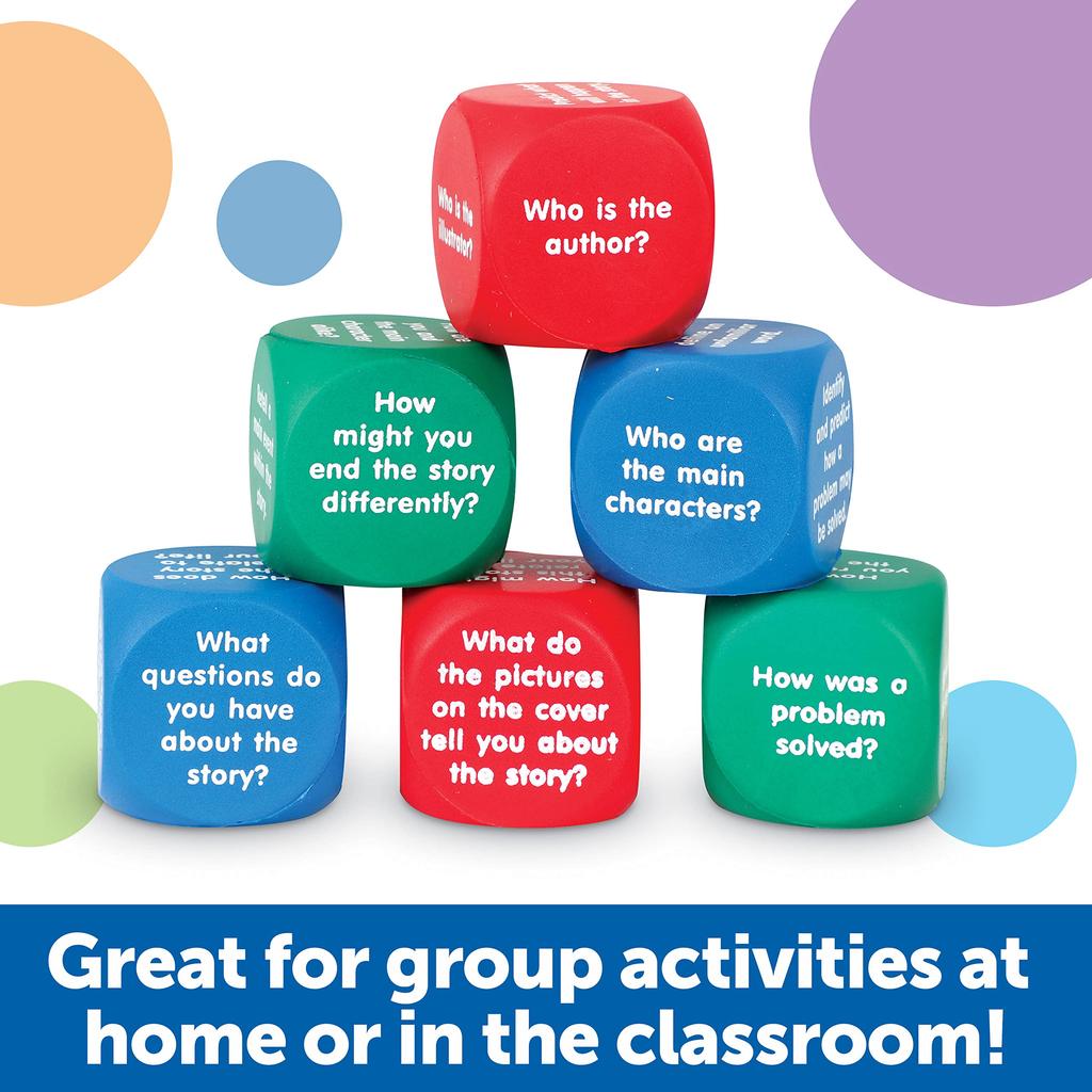 Learning Resources Sponge English Reading Comprehension Set of Authentic Dice, Improvement, 6, LER7022,