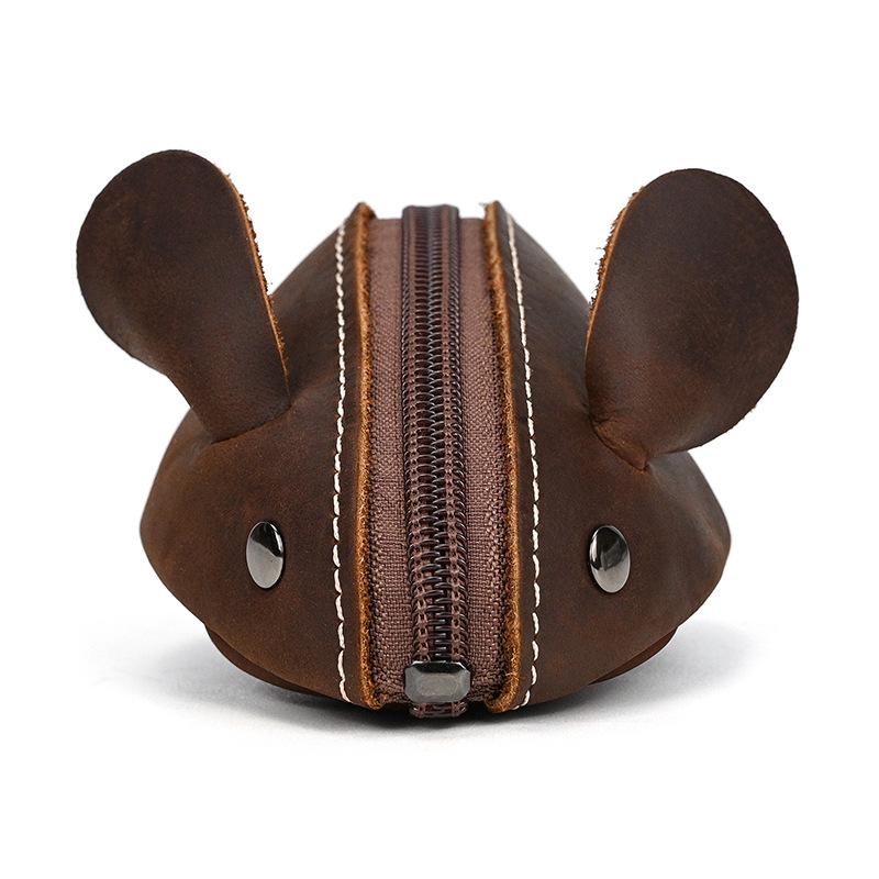 Portamonete in Vera Pelle Creativo Carino Borsa Portaoggetti a Forma di Topo Tendenza Tasca con Cerniera Uomo Donna Portafogli Portatili Borse Portachiavi per Bambini